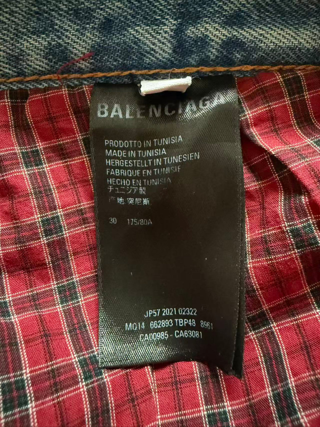 Balenciaga Distressed Jeans with Red Plaid Lining – Iann Conner Worn