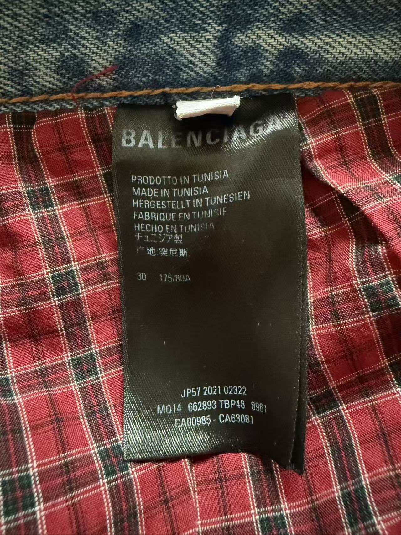 Balenciaga Distressed Jeans with Red Plaid Lining – Iann Conner Worn