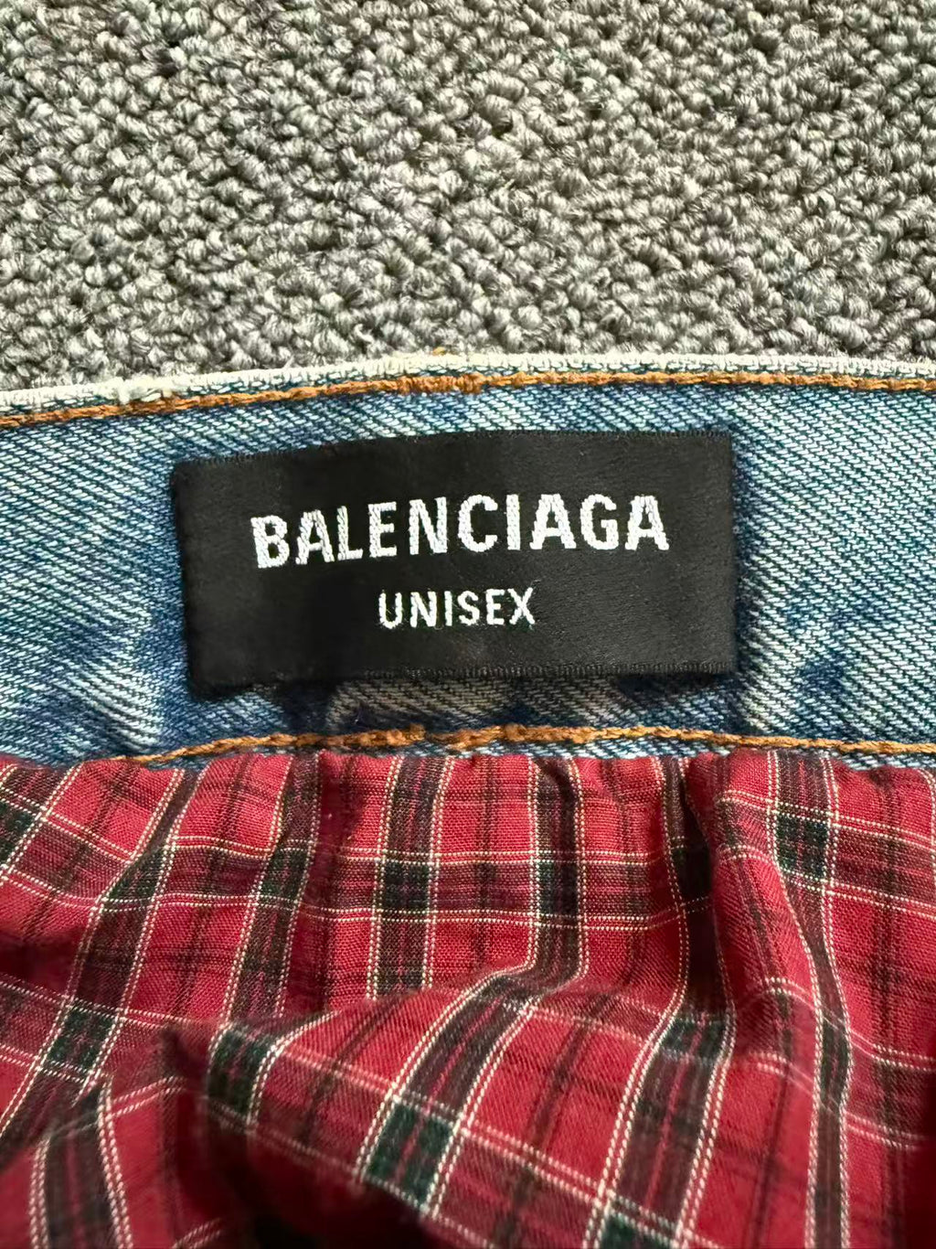 Balenciaga Distressed Jeans with Red Plaid Lining – Iann Conner Worn