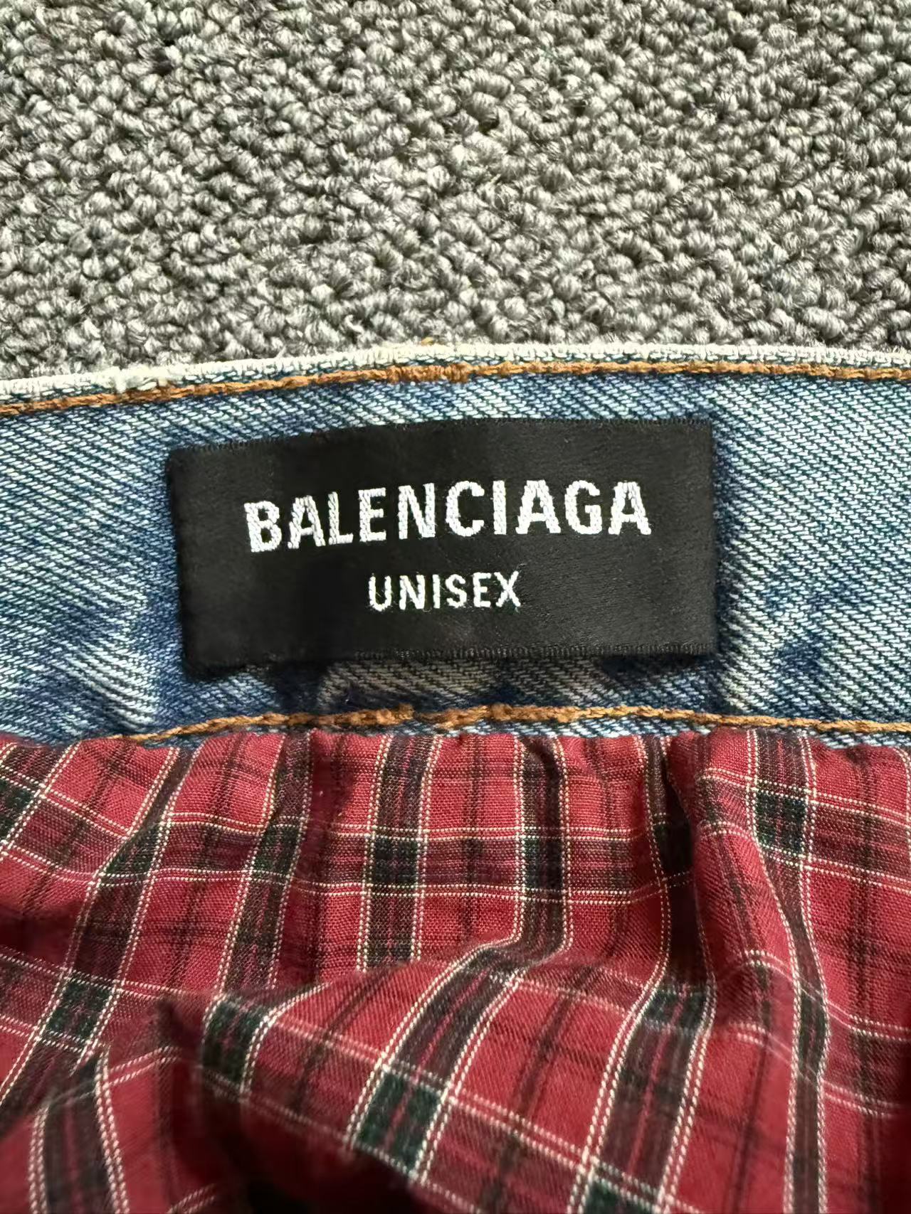 Balenciaga Distressed Jeans with Red Plaid Lining – Iann Conner Worn