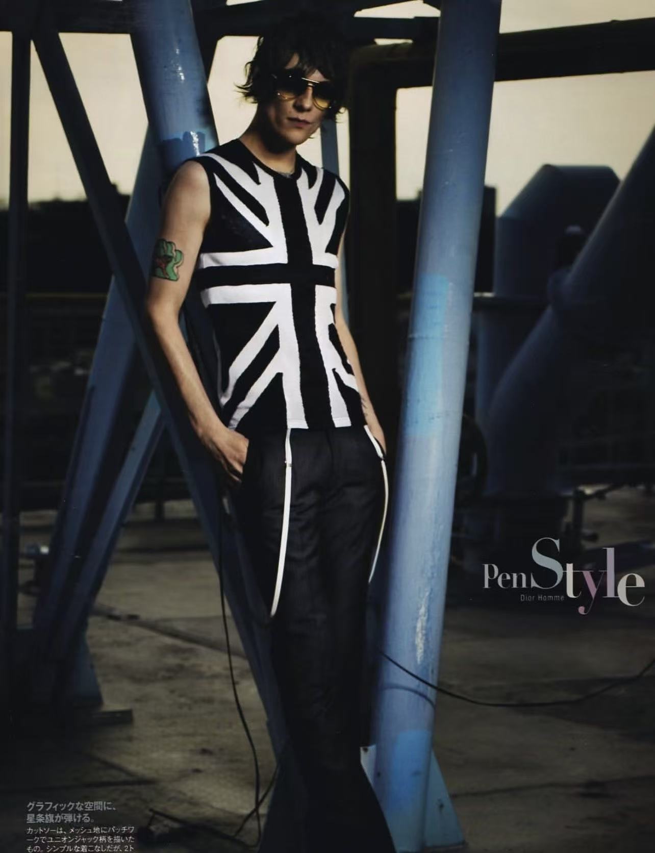 Dior Homme 06ss by Hedi Slimane perforated mesh flag tank top