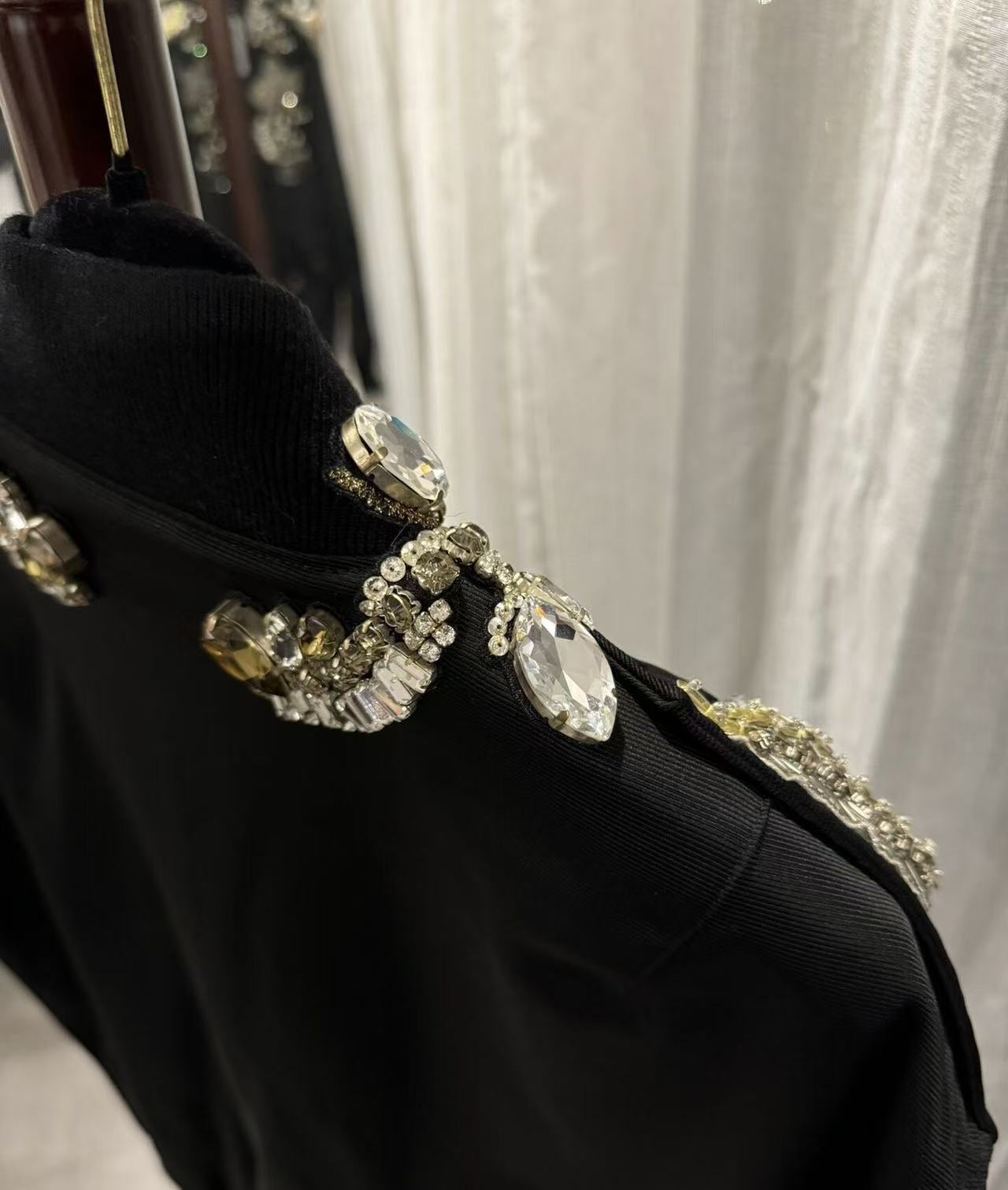 Dolce&Gabbana 16AW Orchid & Crystal Embellished Bomber Jacket