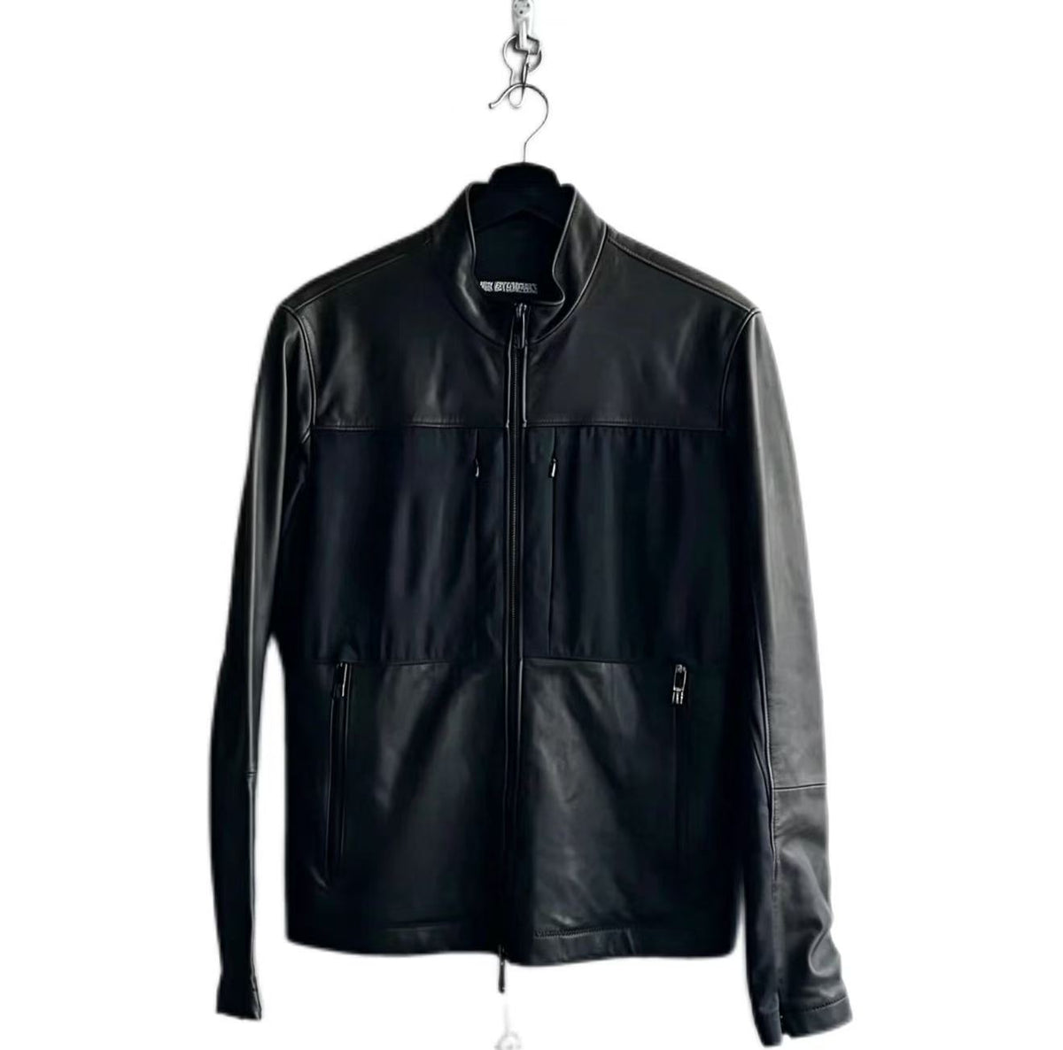 Dirk Bikkembergs Panel Zip‑Up Leather Jacket