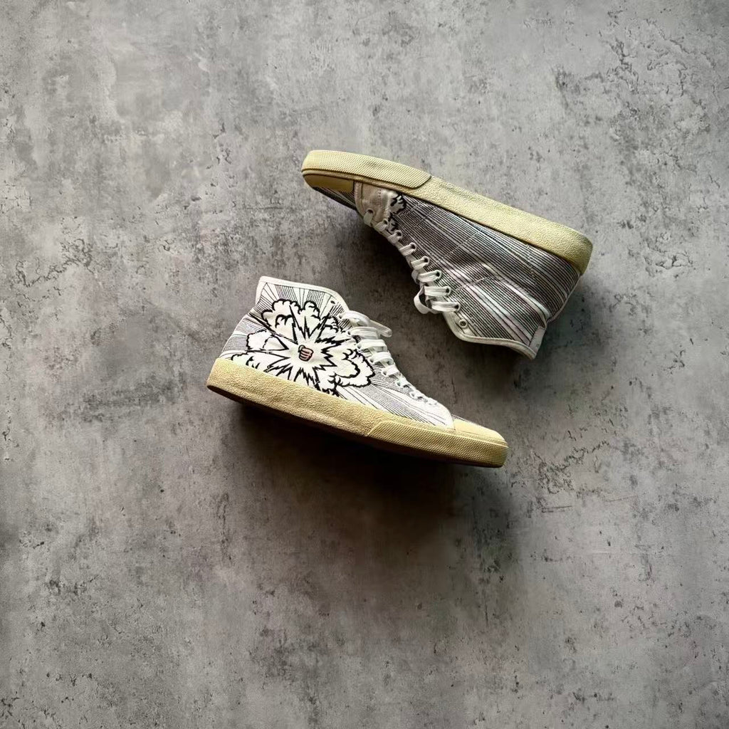 Saint Laurent 16SS Signature Court Surf Bang Embroidered High Top Sneakers