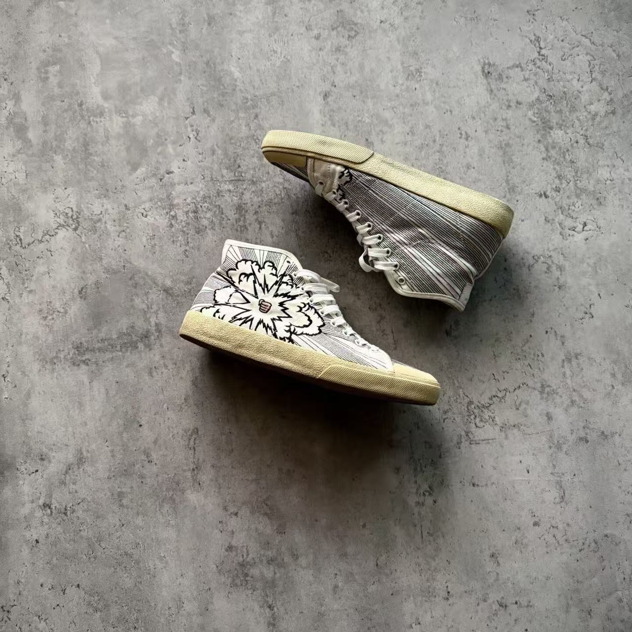 Saint Laurent 16SS Signature Court Surf Bang Embroidered High Top Sneakers