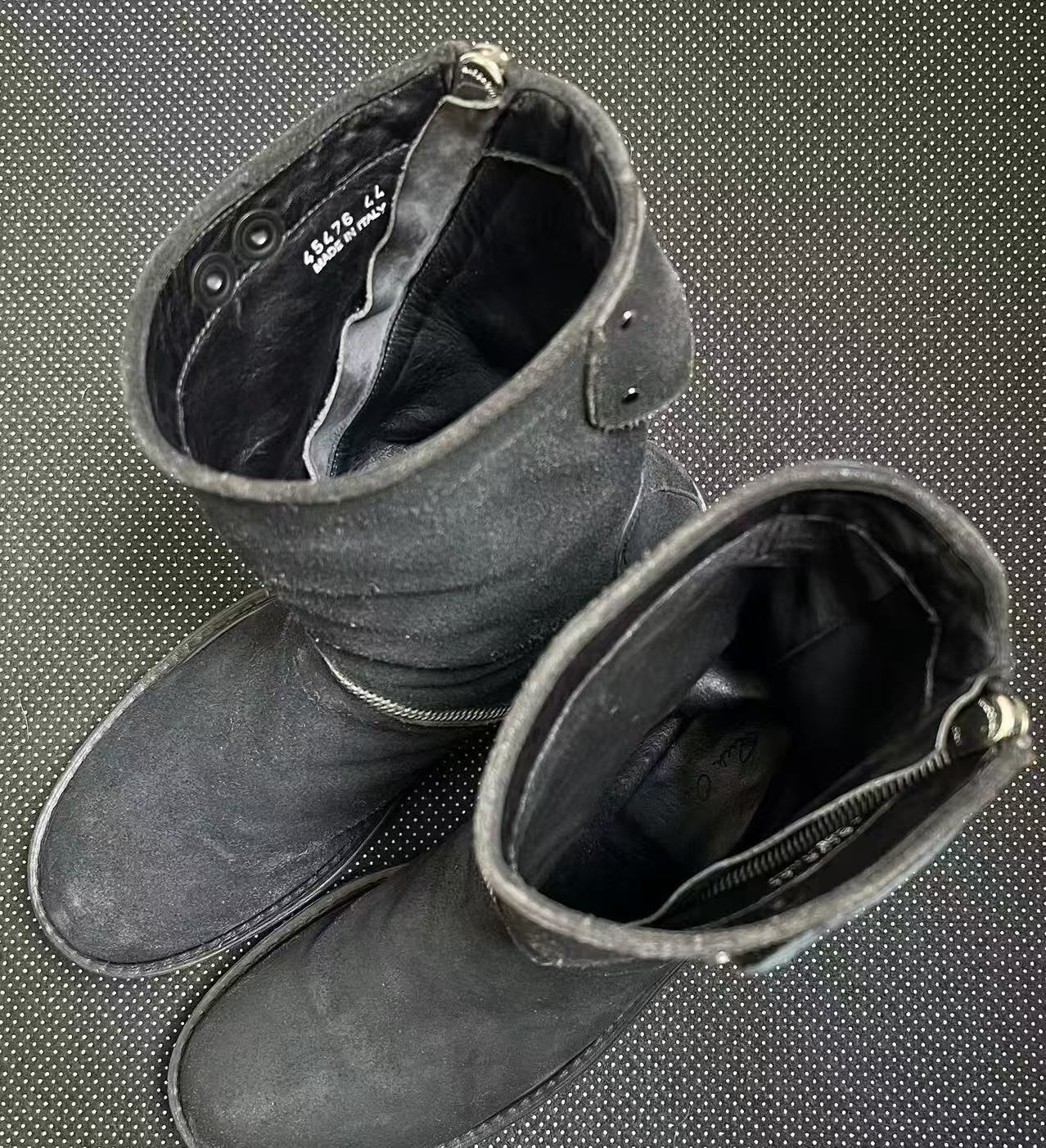 Rick Owens 13FW Blistered Suede Spiral Zip Creeper Boots