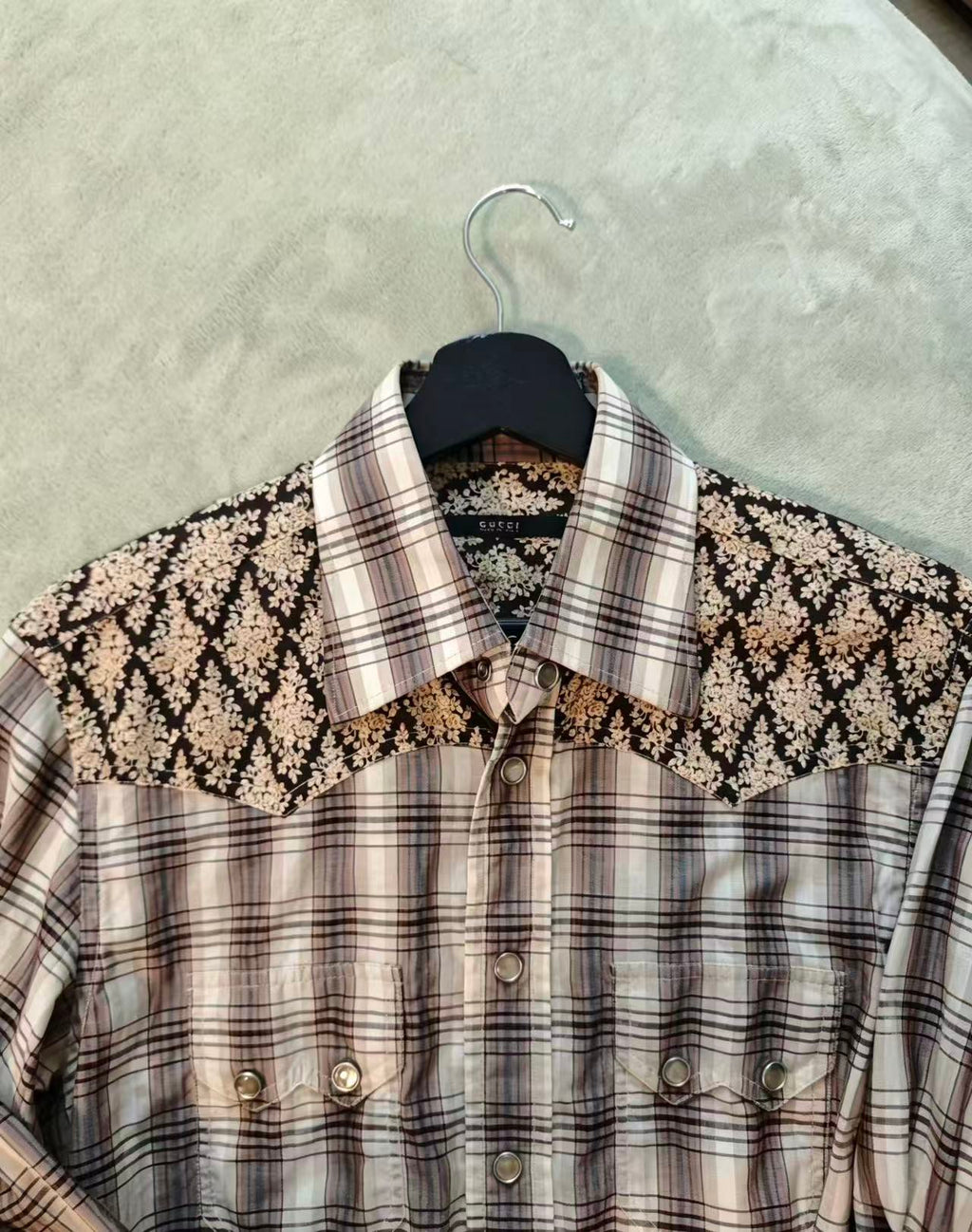 Gucci floral and checkered western shirt