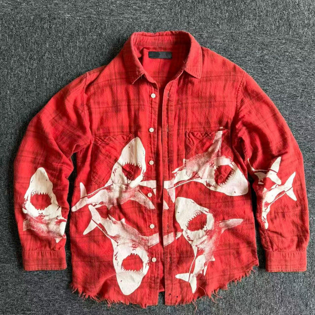 AMIRI Shark Print Flannel Shirt