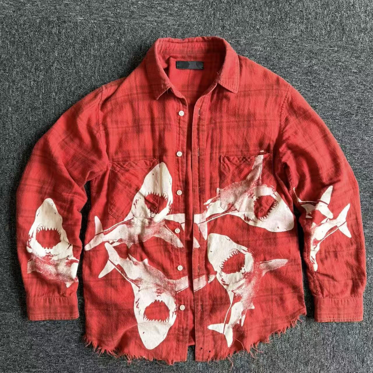 AMIRI Shark Print Flannel Shirt