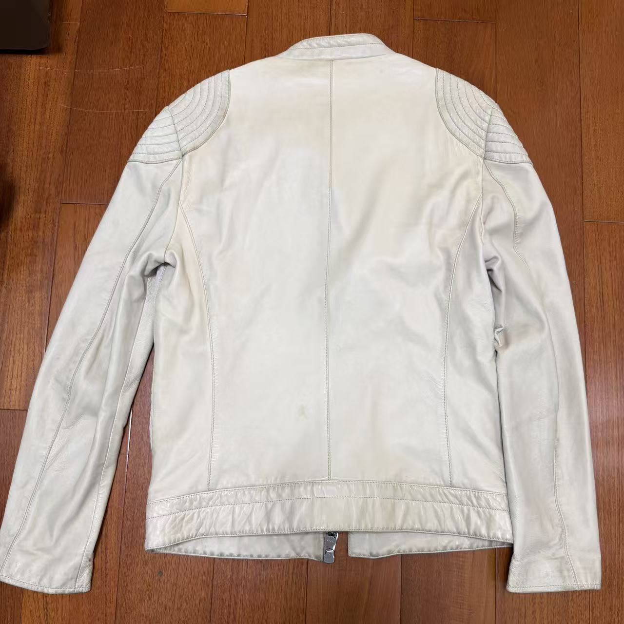 Gucci By Tom Ford White Leather Biker Jacket