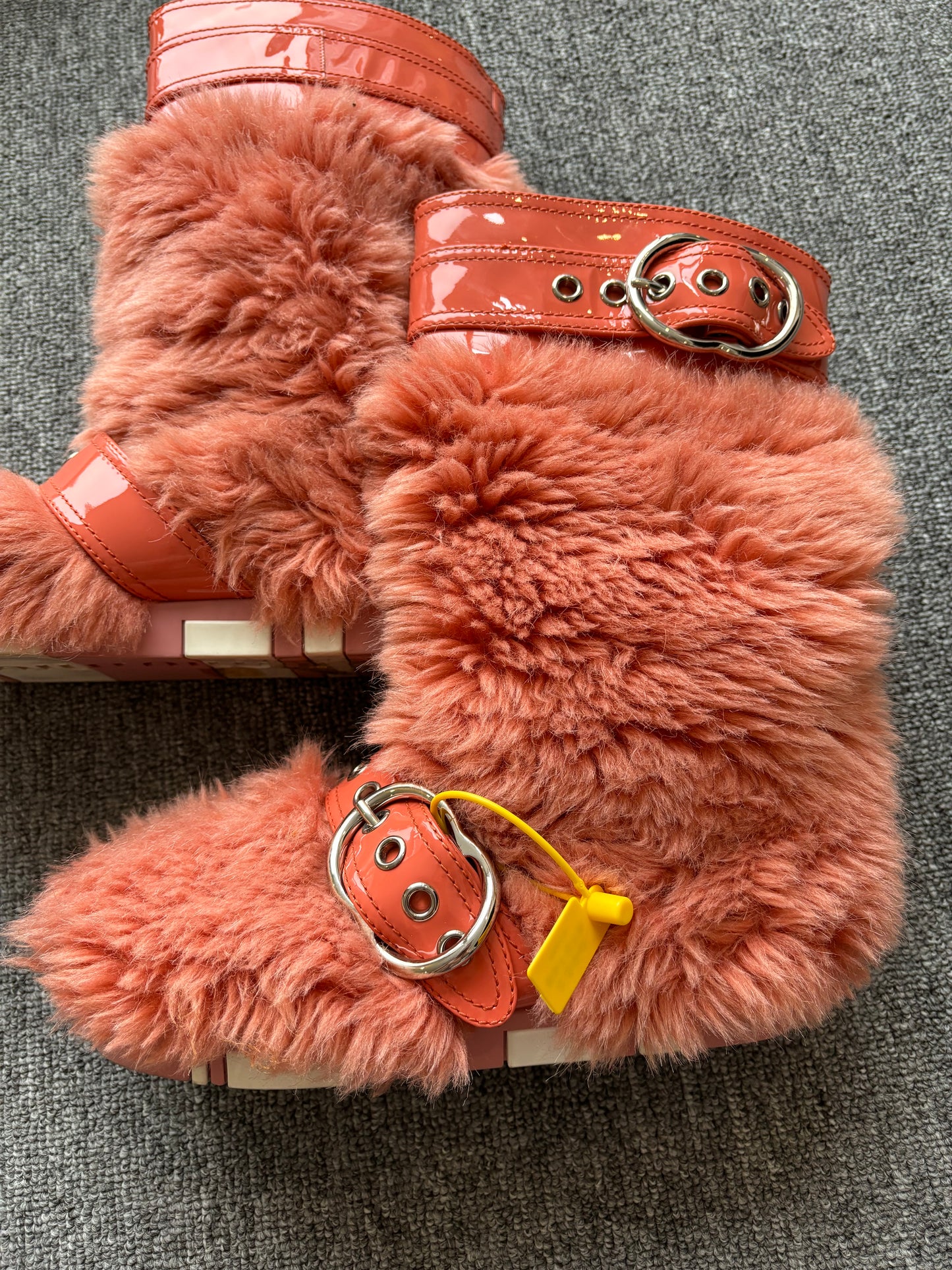 Miu Miu fur strap boots