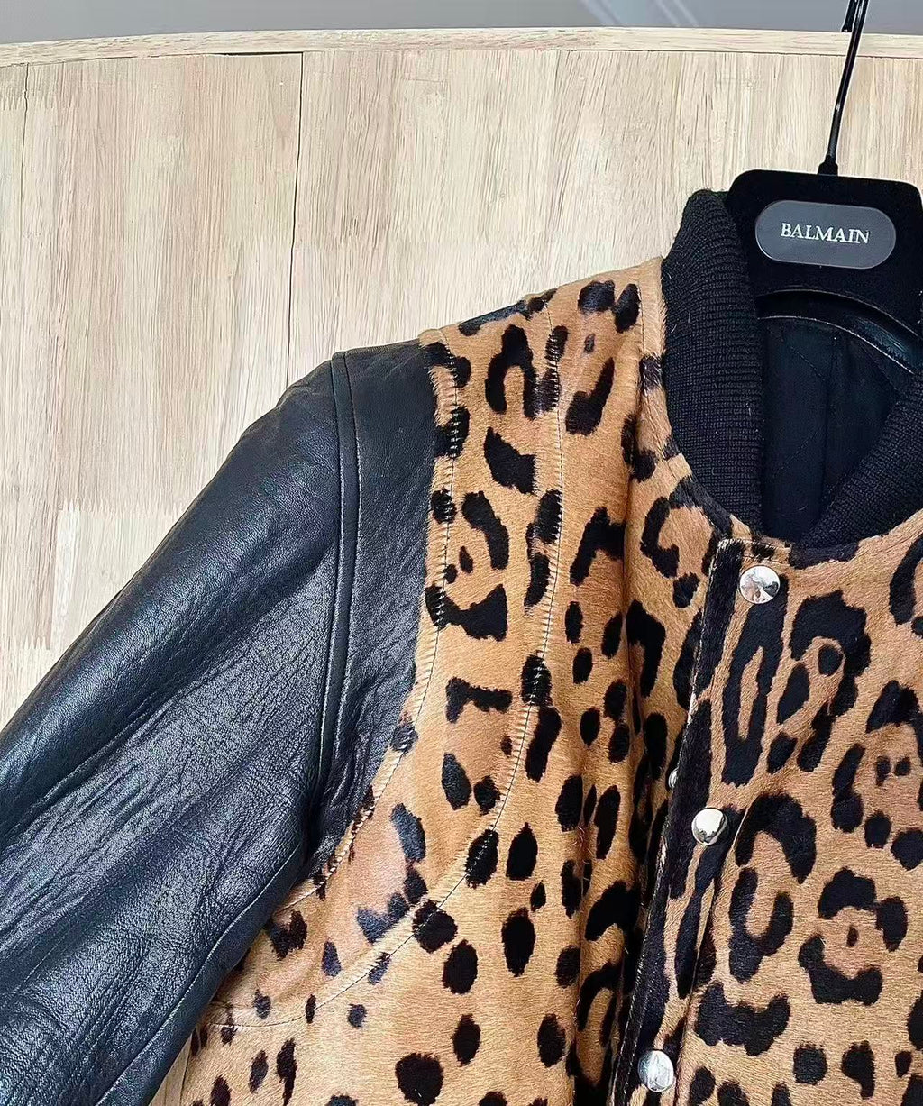 Balmain 14AW Leopard-Print Teddy Jacket