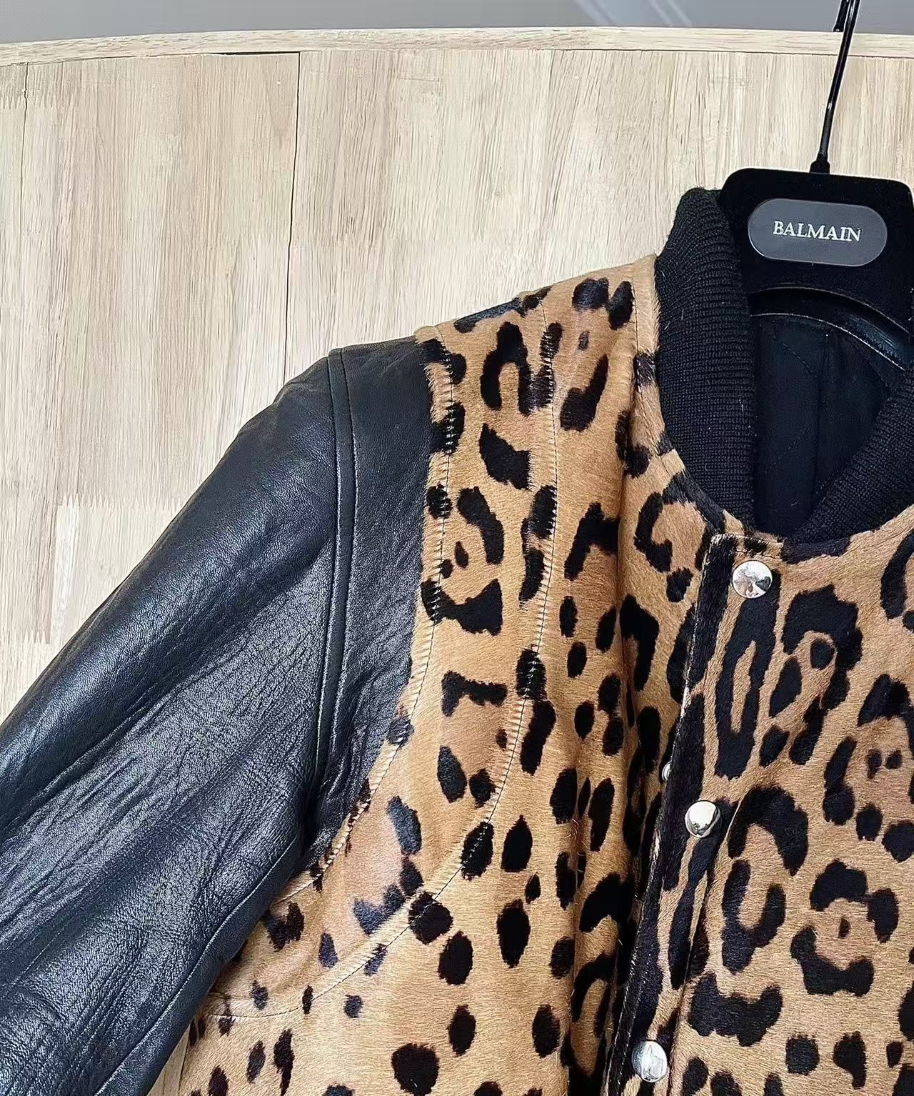 Balmain 14AW Leopard-Print Teddy Jacket