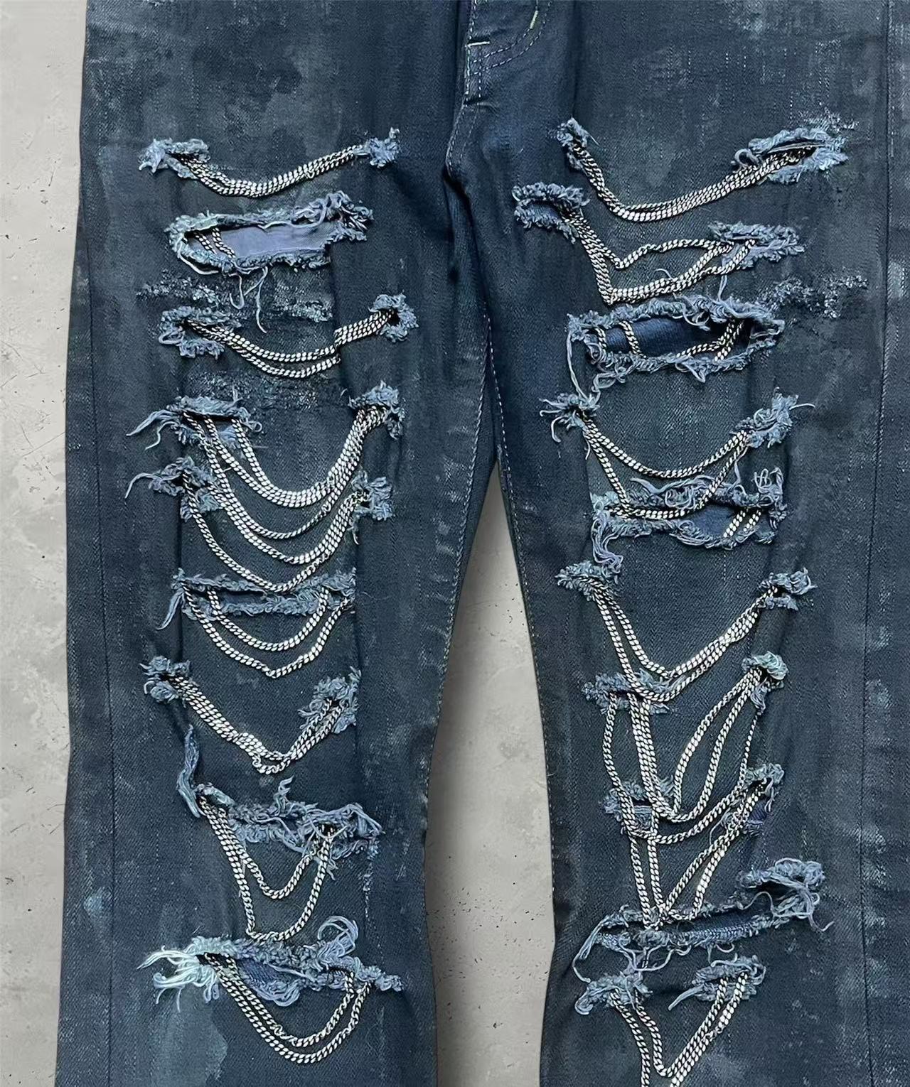 Saint Laurent Paris AW13 Destroyed Chain Jeans Sample
