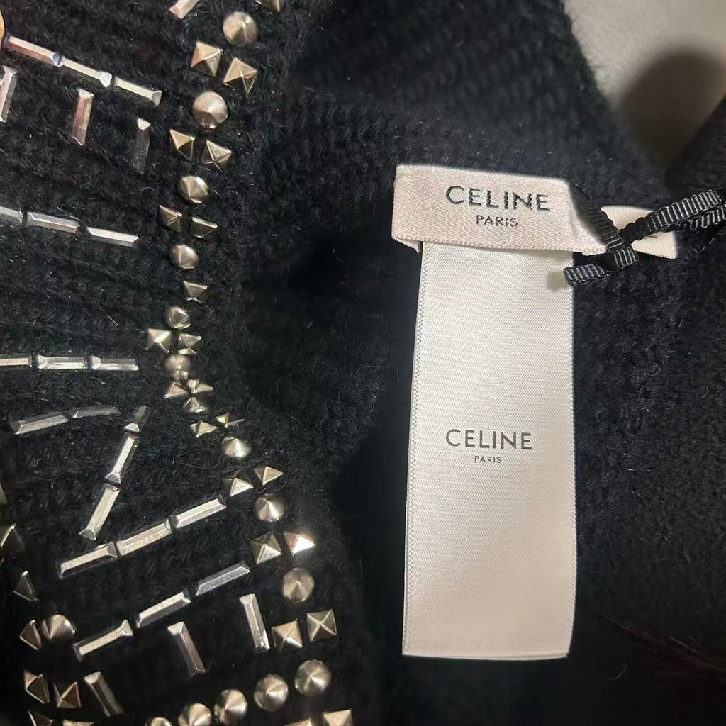 Celine 21FW Teen Knight Poem Studded Knit Ski Mask