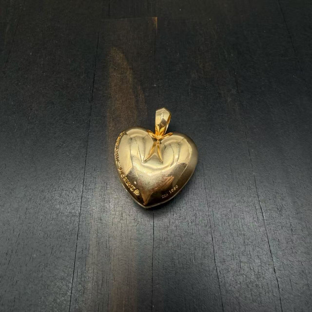 Chrome Hearts 22k Gold Diamonds Vine Heart Locket Pendant