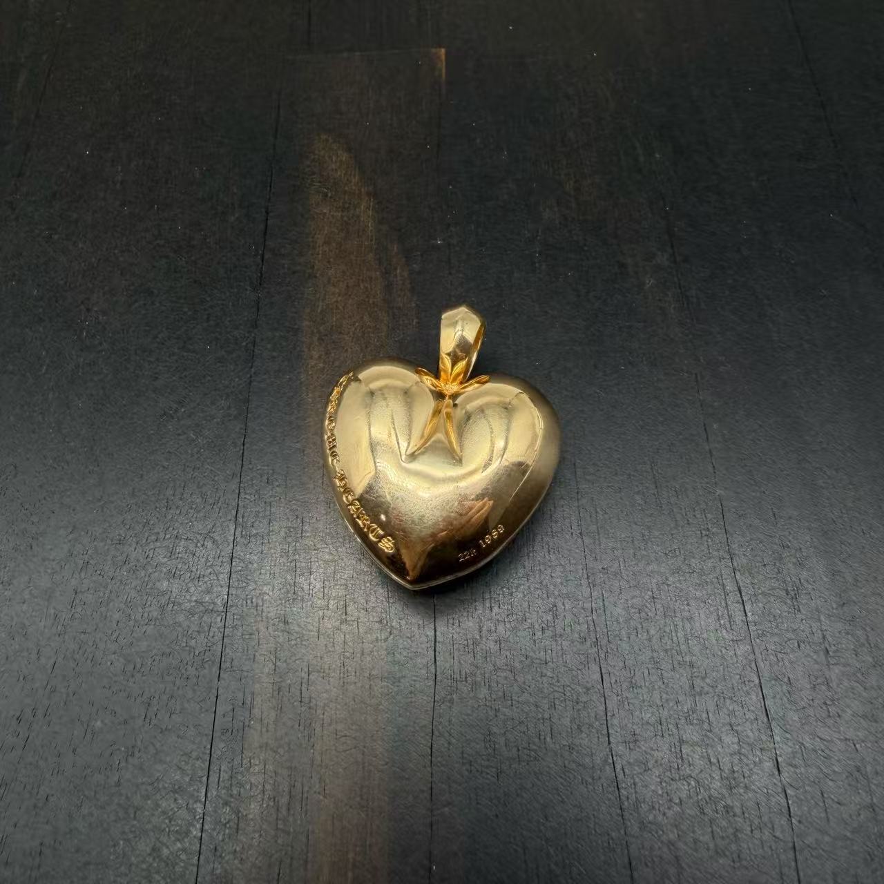 Chrome Hearts 22k Gold Diamonds Vine Heart Locket Pendant