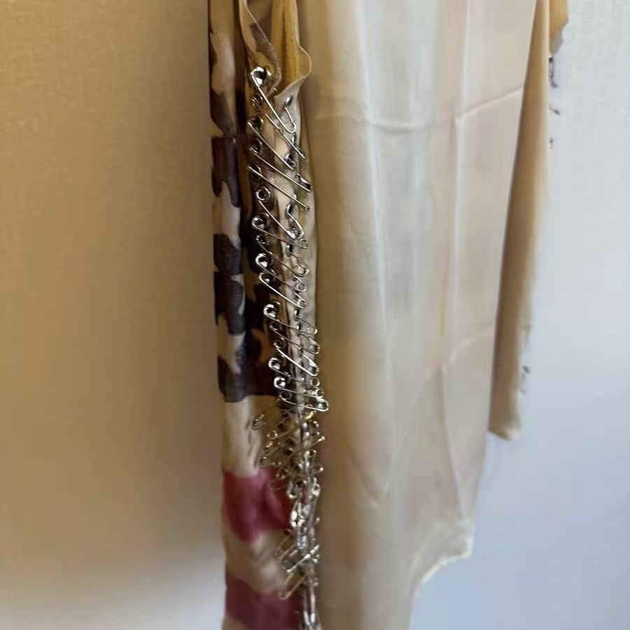 Balmain SS11 Distressed Safety Pins American Flag Tank Top