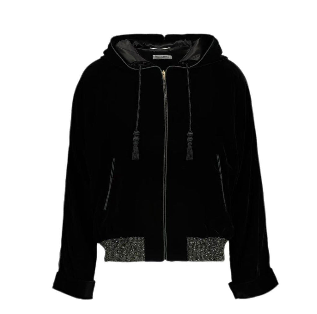 Saint Laurent 20SS Tasselled Velvet Hooded Jacket
