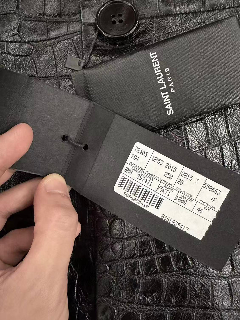 Saint Laurent 15FW Croc-Embossed Leather Coat