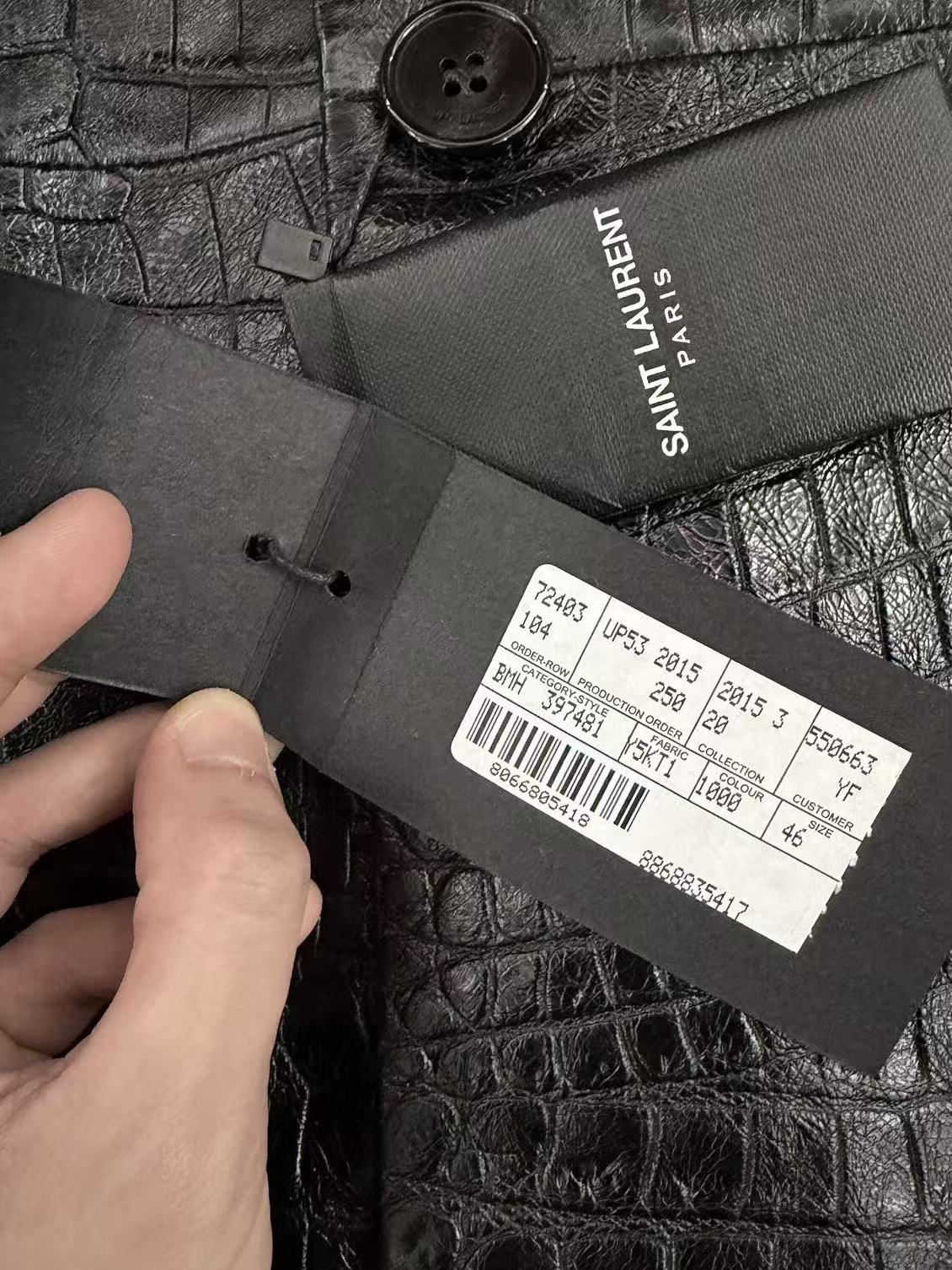 Saint Laurent 15FW Croc-Embossed Leather Coat