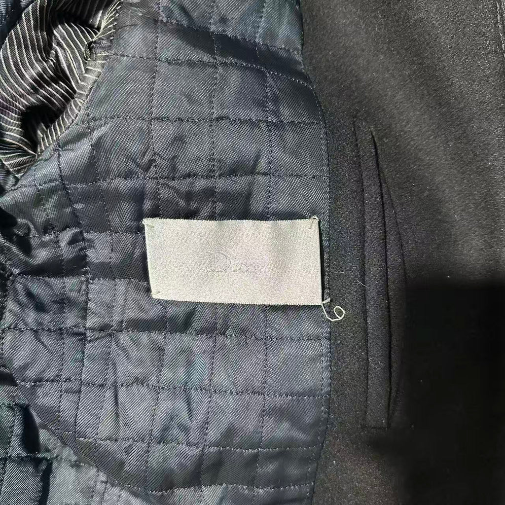 Dior Homme Dark Wool Leather Bomber Jacket