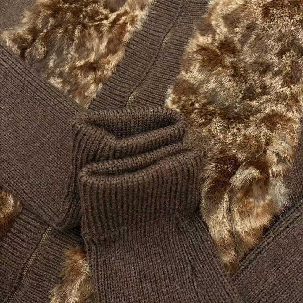 Dolce&Gabbana 04AW Faux Fur Knit Zip Jacket