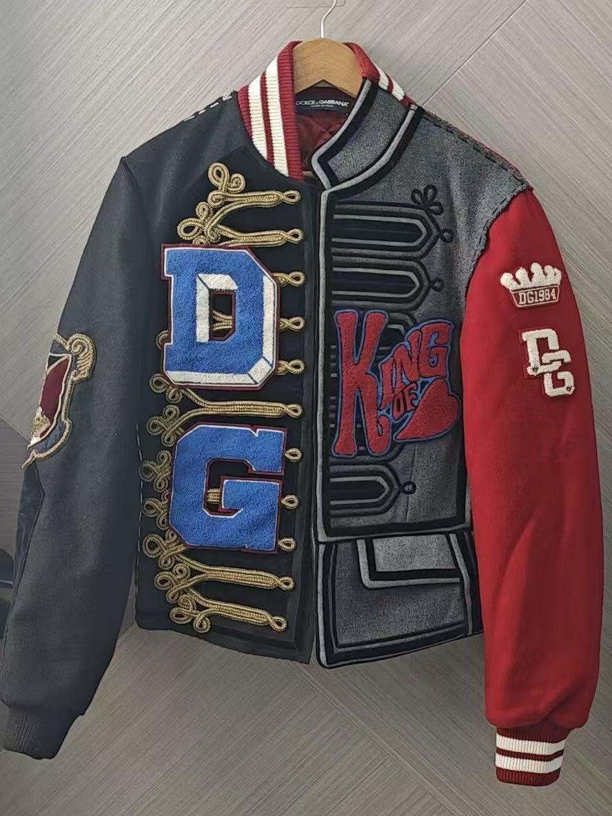 Dolce&Gabbana 17AW King of Hearts Patchwork Varsity Jacket