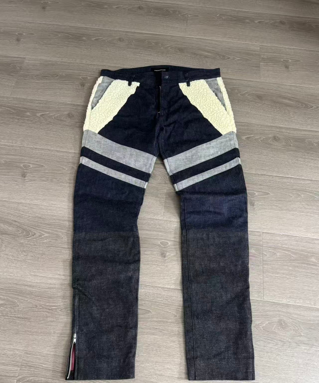 Phenomenon 13AW Fleece Trimmed Zip Denim Jeans