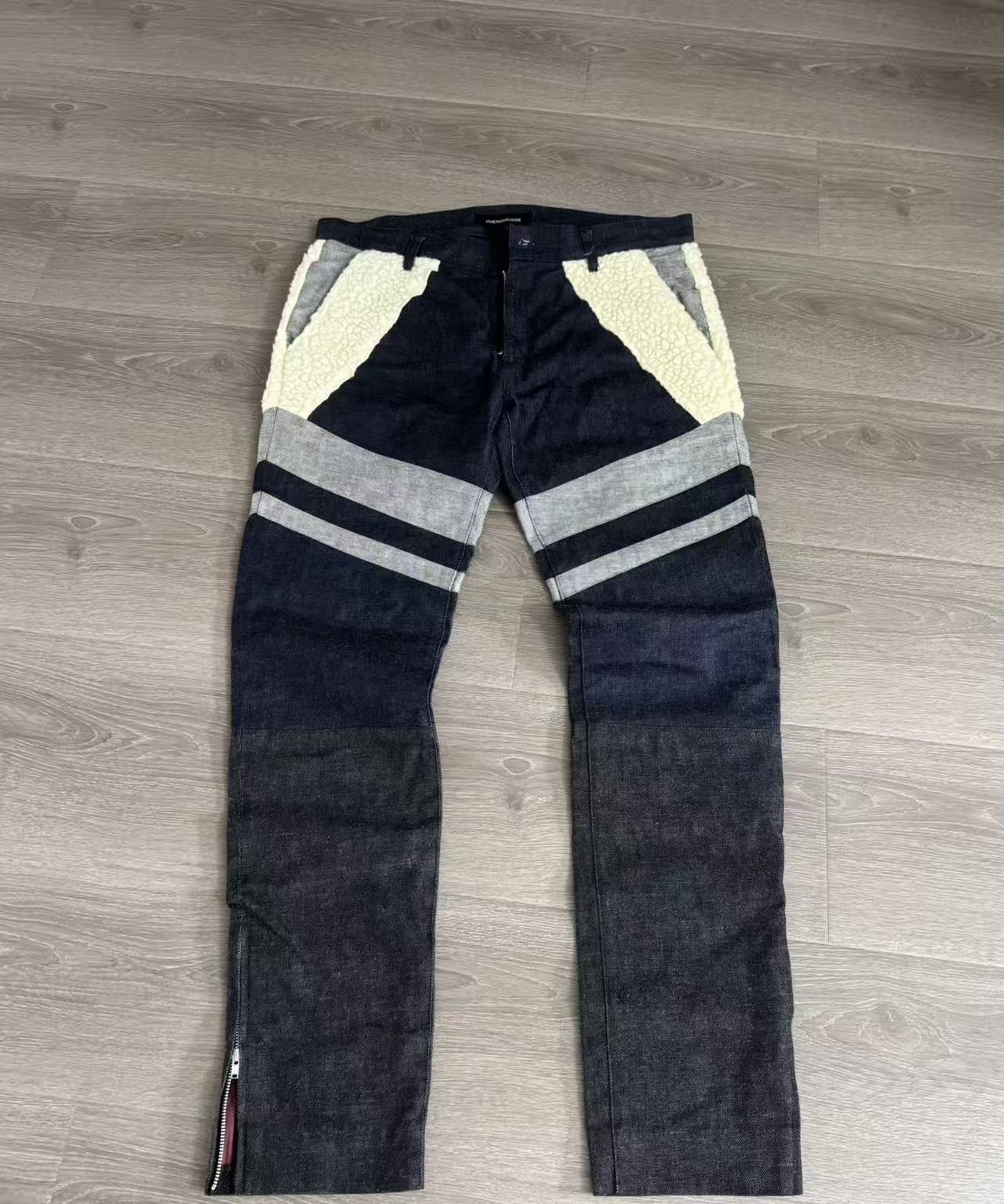 Phenomenon 13AW Fleece Trimmed Zip Denim Jeans