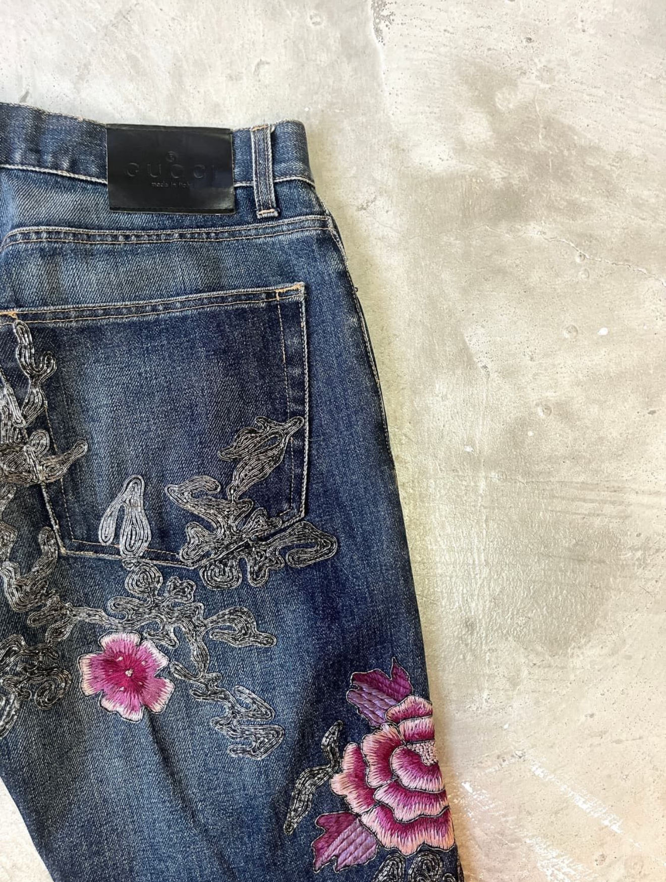 Gucci aw1999 jeans floral embroidered