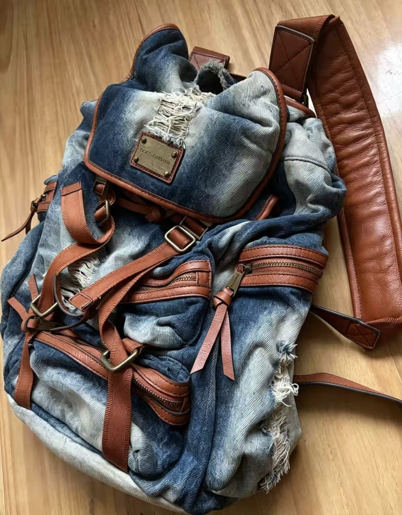 Dolce & Gabbana Vintage Multipocket Denim Backpack