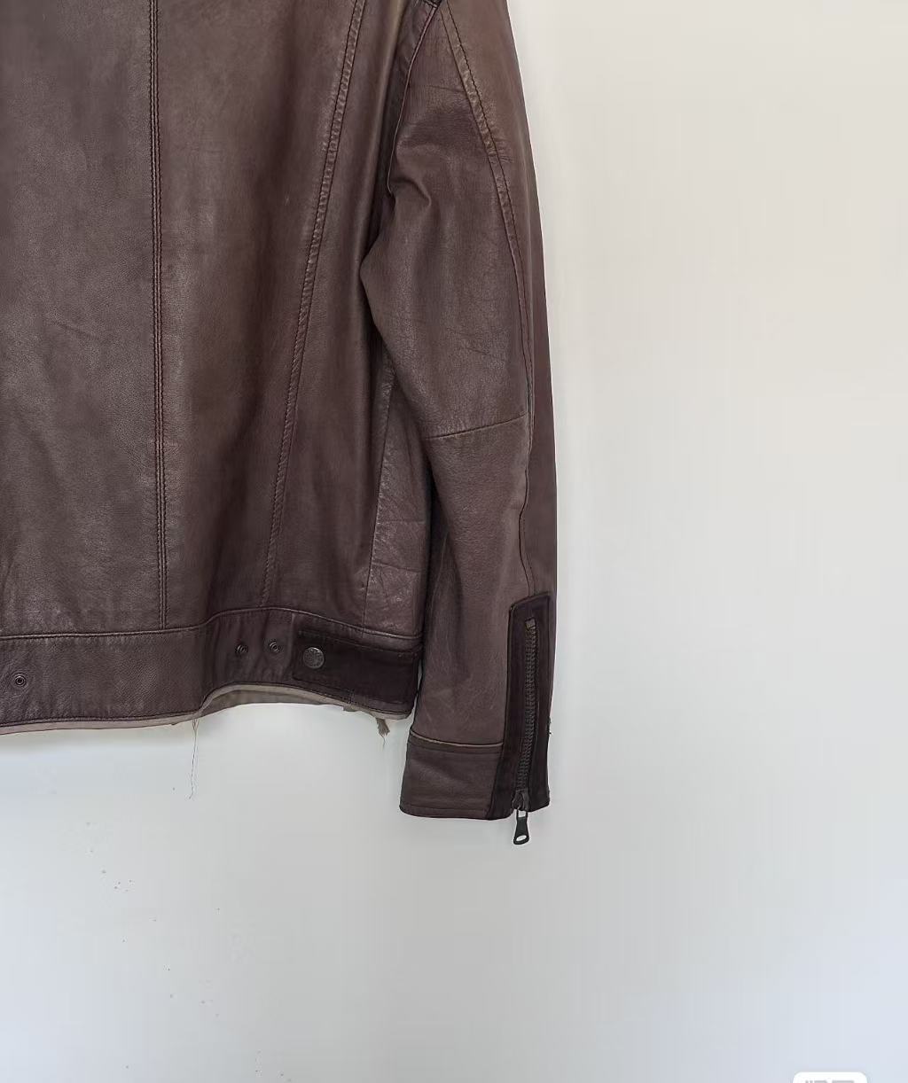 Dolce Gabbana D&G Multi-Zip Shearling Trim Leather Biker Jacket