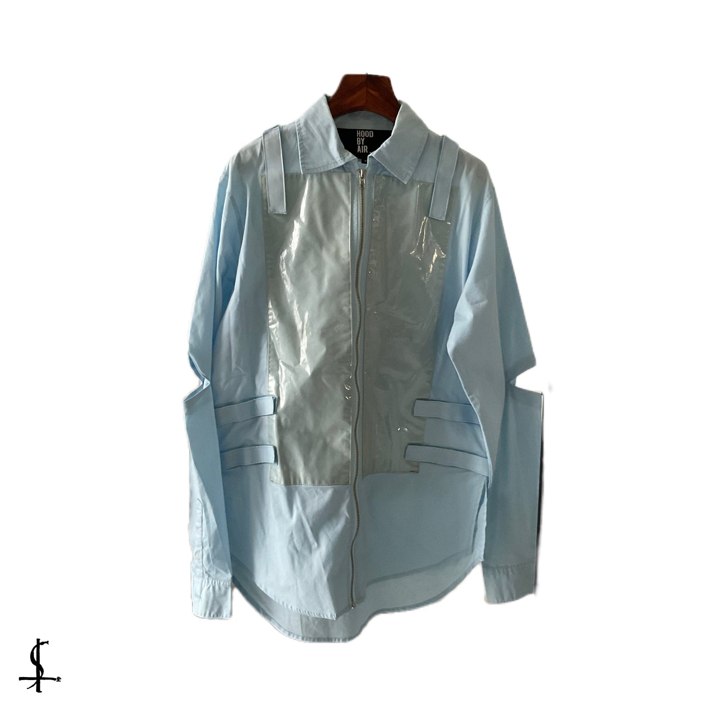 Hood by air blue sticker shirt