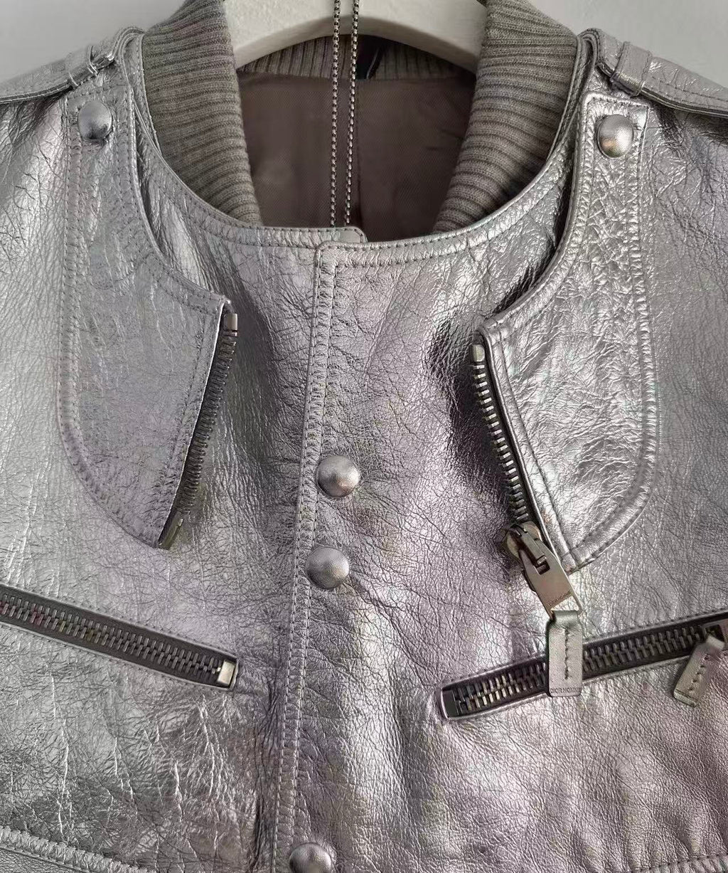 Dior homme SS07 runway silver leather jacket