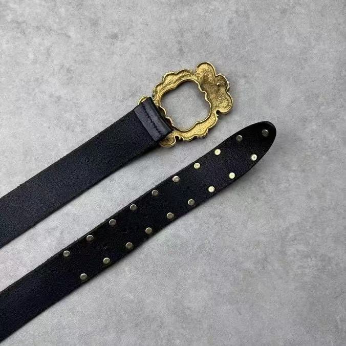 Dolce & Gabbana 06FW Baroque Angel Buckle Studded Leather Belt