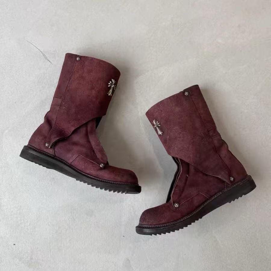 Chrome Hearts x Rick Owens Suede Mohawk Boots
