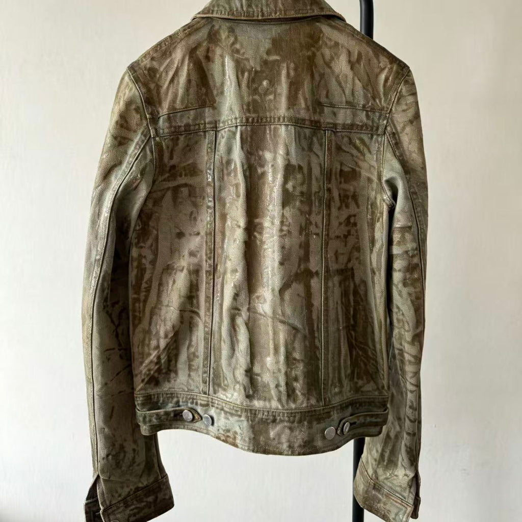 Dior Homme 04ss Strip Bleu Clair Waxed Denim Jacket