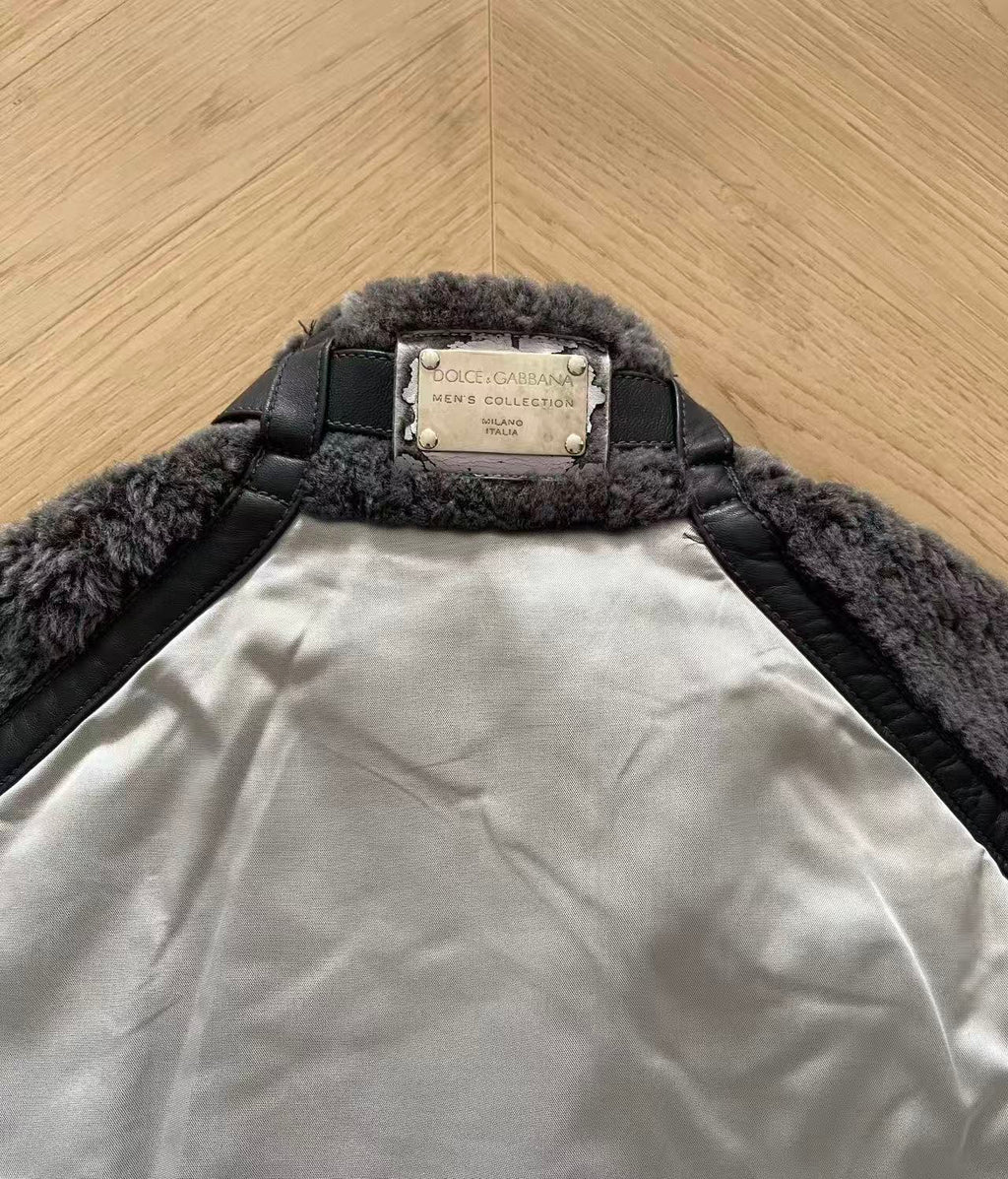 Dolce&Gabbana 07AW Wool Fur Patch Nylon Jacket