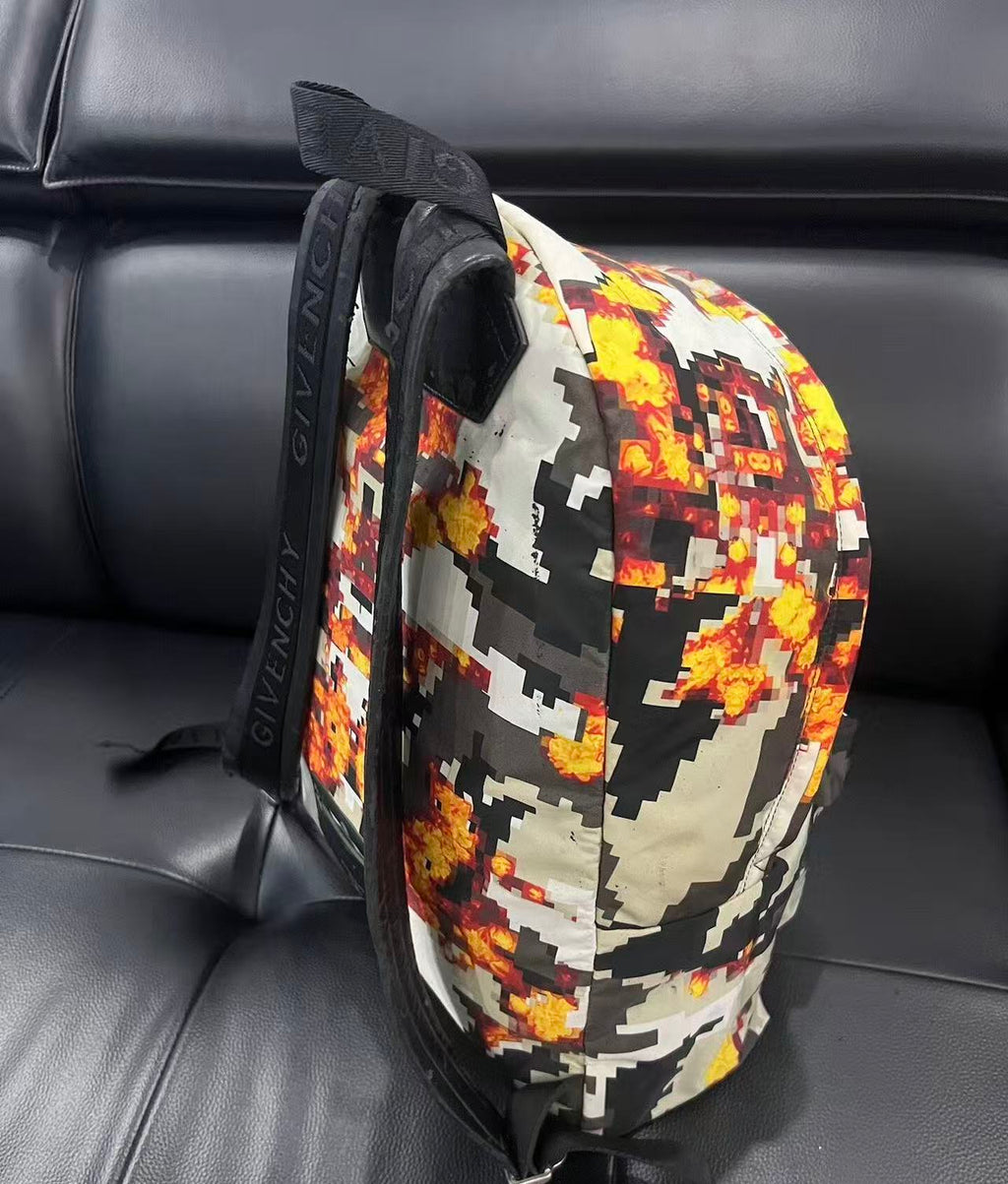 Givenchy 16FW Flame Pixel Camouflage Print Nylon Backpack