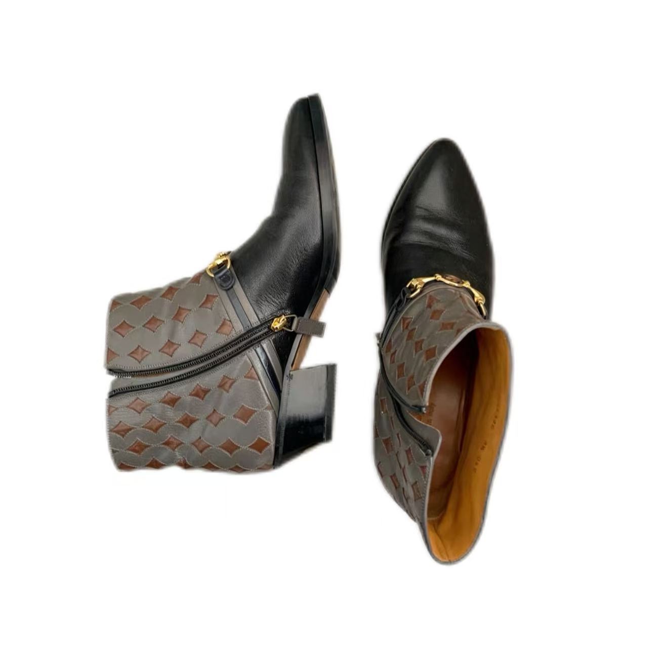 Gucci Black Zahara 70 Horsebit Leather Boots.