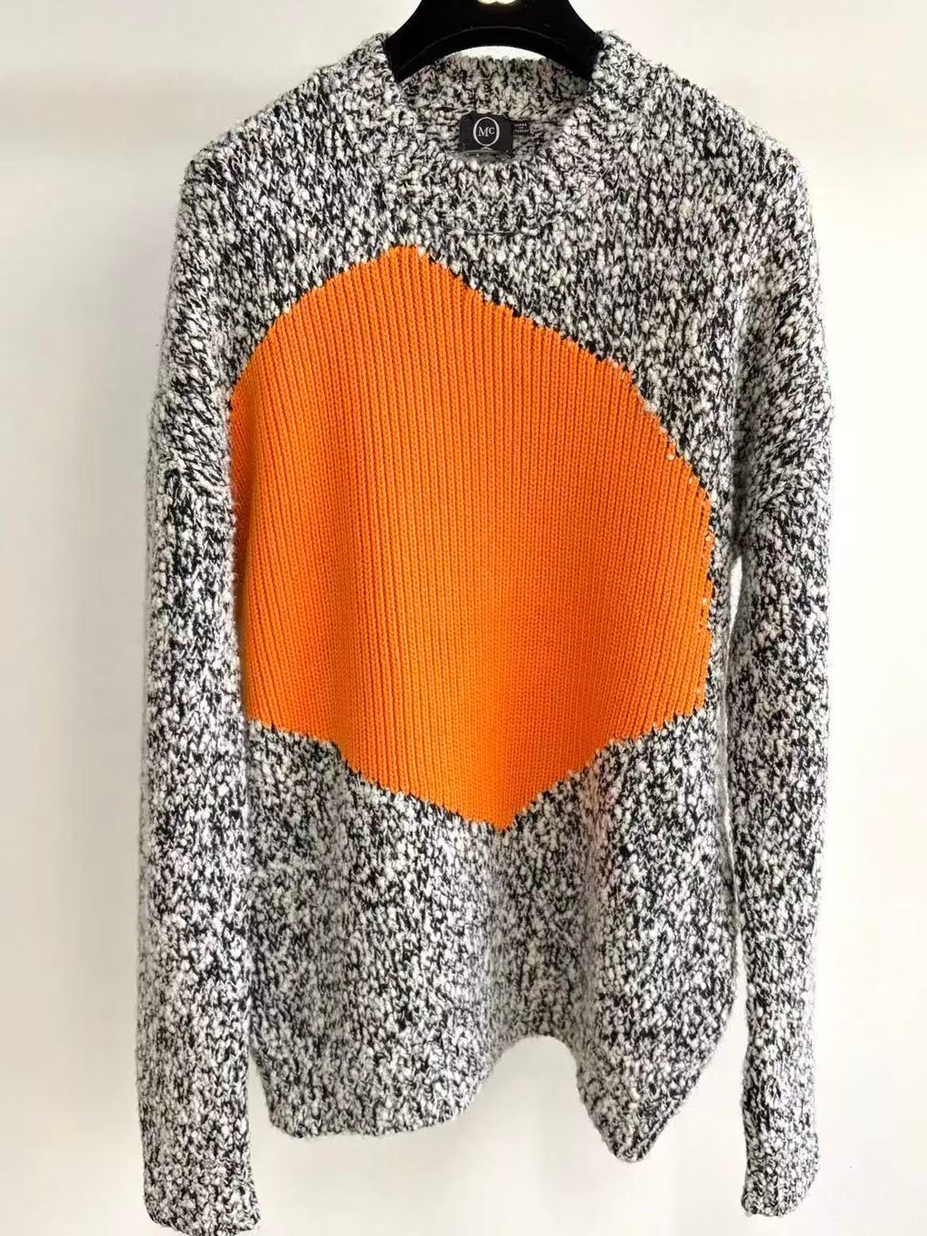 Alexander Mcqueen 15AW Orange Heart Marled Knit Sweater