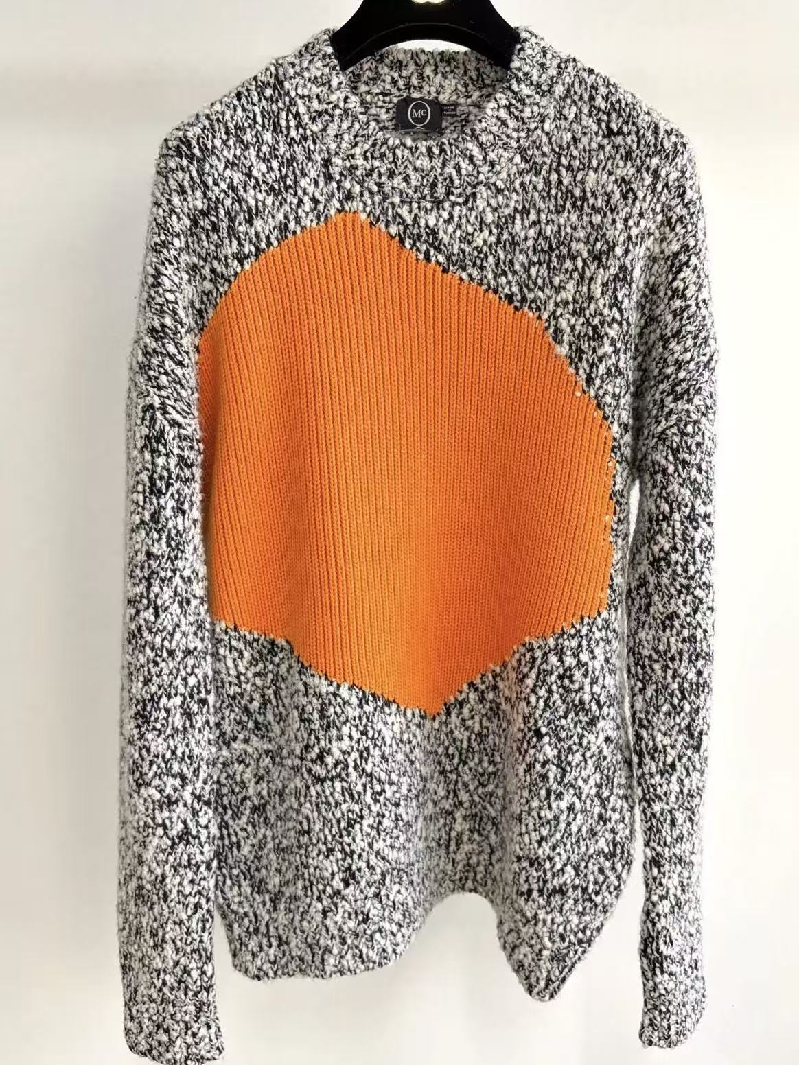 Alexander Mcqueen 15AW Orange Heart Marled Knit Sweater