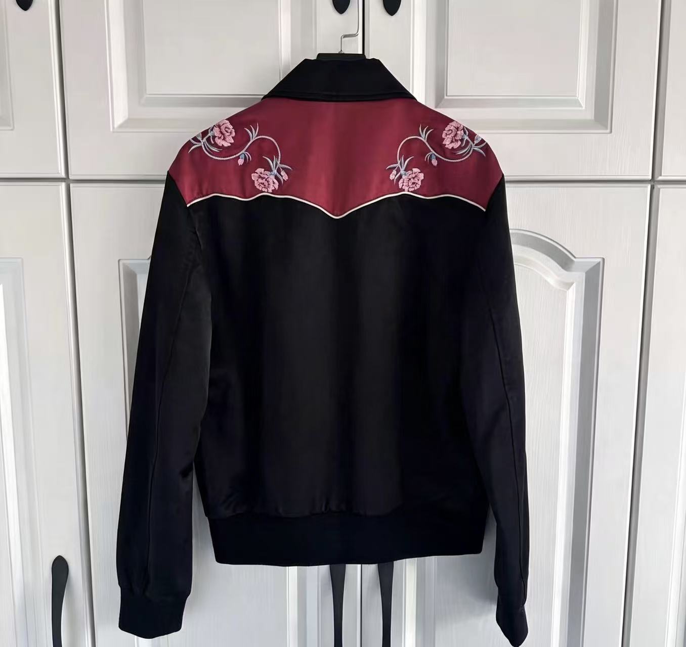 Saint Laurent FW16 Western Rose Embroidered Silk Bomber Jacket