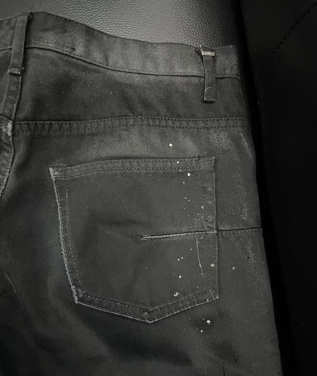 Dior Homme by Kris Van Assche Waxed Paint Splatter Denim Jeans
