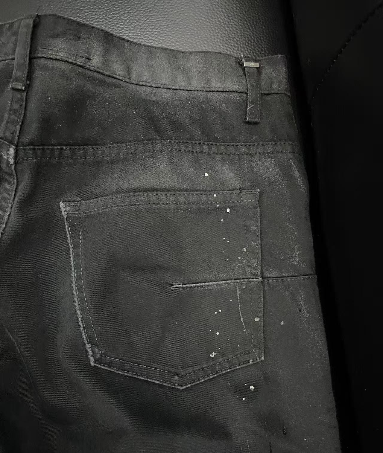 Dior Homme by Kris Van Assche Waxed Paint Splatter Denim Jeans