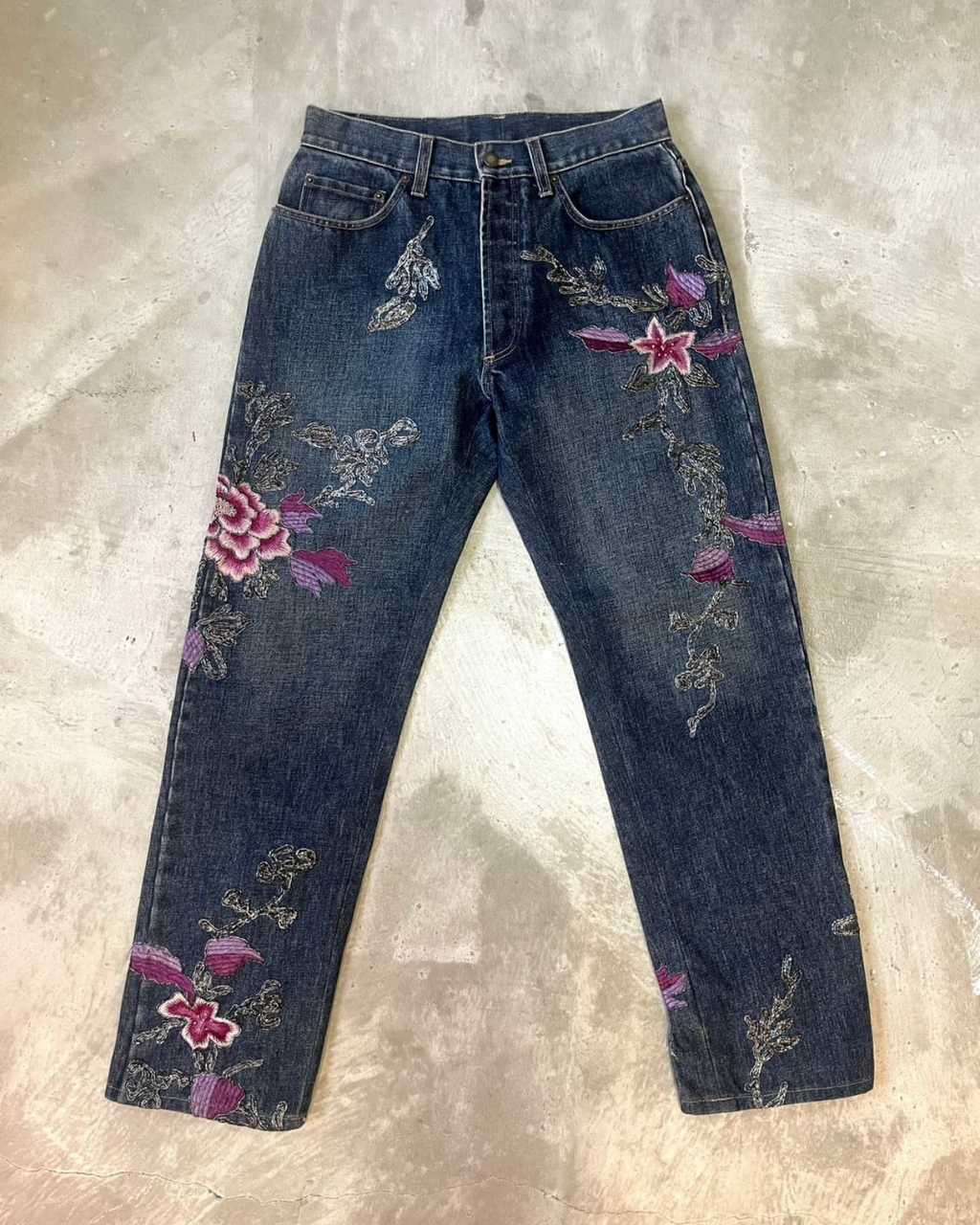 Gucci aw1999 jeans floral embroidered