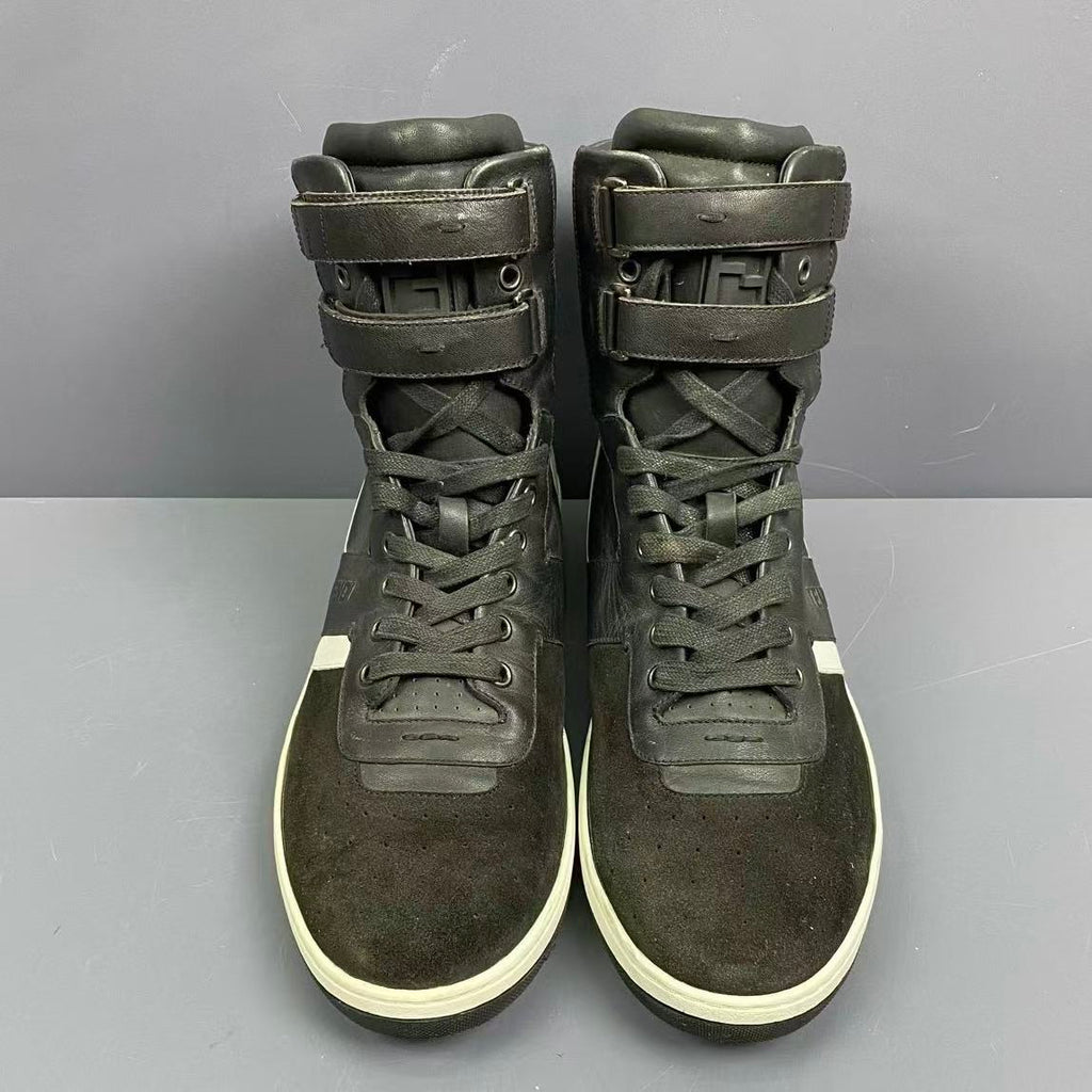 Fendi High-Top Belted Leather Sneakers