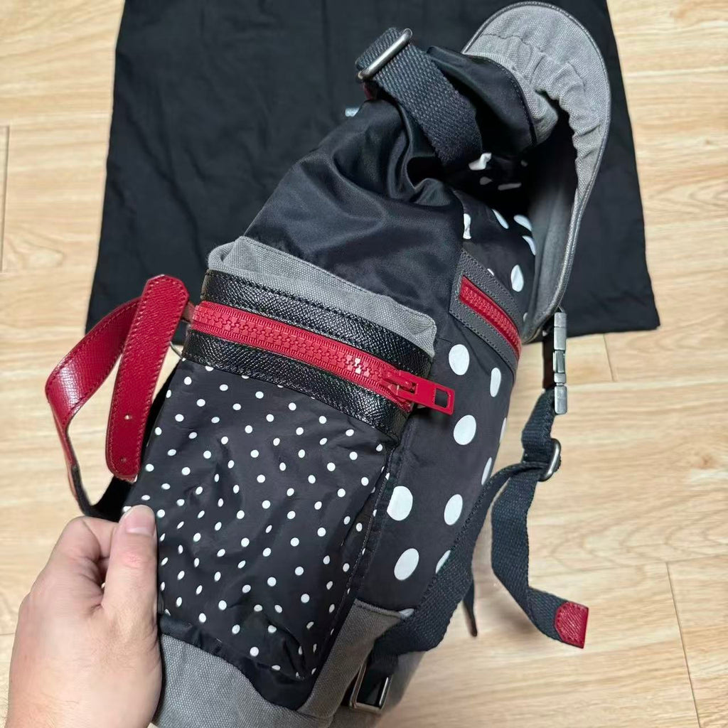Dolce&Gabbana 15AW Black Red Polka Dot Backpack