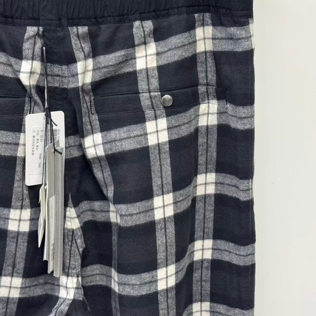 Rick Owens 19SS Babel Plaid Brushed Cotton Sweatpants